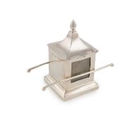An Edwardian silver sedan chair stamp box,