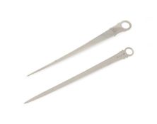 Two George III Irish silver meat skewers,