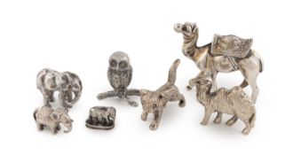 A small collection of continental silver animals,