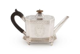 A George III silver teapot and stand,