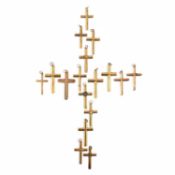 A COLLECTION OF 17 YELLOW GOLD CRUCIFORM PENDANTS