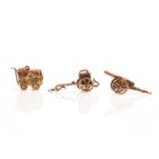THREE 9CT GOLD CHARMS