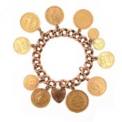 A YELLOW GOLD CHARM BRACELET