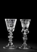 AN ENGRAVED BALUSTER GOBLET