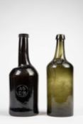AN 'ALL SOULS COMMON ROOM' GREEN GLASS SEALED WINE BOTTLE