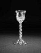 A RARE 'PRIVATEER' MIXED TWIST WINE GLASS, C.1760