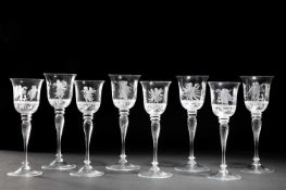 A SET OF TWENTY FOUR MURANO WINE GLASSES