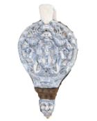 A RARE PAIR OF FRENCH FAIENCE POTTERY BELLOWS