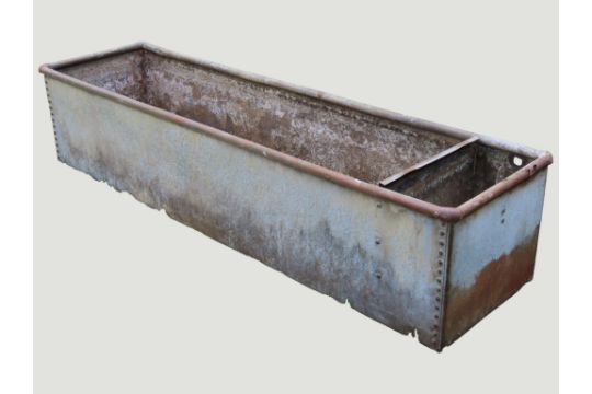 A vintage heavy gauge rectangular galvanised steel field water trough ...