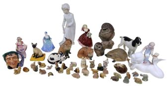 A collection of ceramics including a Doulton 'Lucy Ann', Doulton animal figures Purbeck and Coalport
