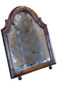An Queen Anne style easel backed dressing table mirror with wide arched moulded frame, 62 cm x 47