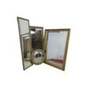Four contemporary wall mirrors of varying size and design with gilt moulded frames