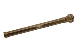 A Victorian 9ct gold dual fountain pen and mechanical pencil combo, engraved with decorative motifs,