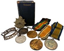Two pairs of WWI military medals; 9230 PTE. G. LEE. L'POOL. R. and 34630 PTE. H. J. TAYLOR. GLOUC.