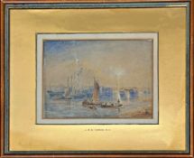 In the manner of Joseph Mallord William Turner R.A. (1775–1851) - Shipping in an Estuarine Dockyard,