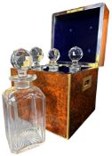A good 19th century locking decanter box of large proportions, in burr walnut, with applied brass