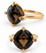 A Cartier Inde Mystérieuse ring, set with a checkboard cushion-cut smoky