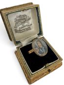 A scarce King Charles I Royalist memorial ring containing a portrait miniature of King Charles I (