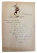Charles Marion Russell (American, 1864-1926) - An illustrated invitation letter addressed to Colonel