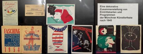 Kunstgeschichte München Künstlerfeste circa 25 Eintrittskarten u. Programme nach 1945, tolle