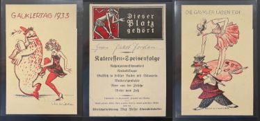 Kunstgeschichte München GAUKLERTAG insg. fast 150 Karten u. Dokumente, (Kleinplakate, Vignetten,