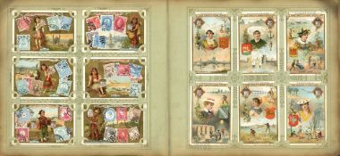 LIEBIG Album mit circa 350 Bildern, meist komplette Serien