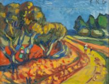 Friedrich Karl Gotsch (Pries/Kiel 1900 - Schleswig 1984). Sanary - Landstraße in der Provence.
