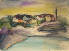 Oskar Gawell (Chawlodno 1888 - Wien 1955). Dorf am See.