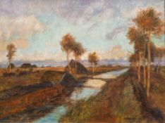 Otto Modersohn (Soest 1865 - Fischerhude 1943). Moorkanal im Herbst.