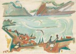 Friedrich Karl Gotsch (Pries/Kiel 1900 - Schleswig 1984). Genfer See von Chardonne aus.