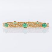 Juwelier Wilm. Smaragd Armband mit fein-weißen und Fancy Brillanten.