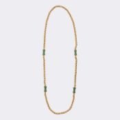 Juwelier Wilm. Vintage Goldkordel Kette mit Nephrit.