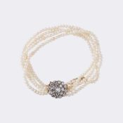 Viktorianisches Naturperlen Armband mit Altschliffdiamanten.