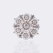 Jugendstil Rosettenbrosche mit Altschliffdiamanten.