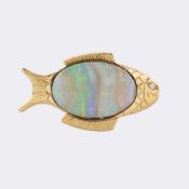 Opal Brillant Brosche 'Fisch'.