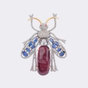 Diamant Turmalin Brosche mit Saphiren 'Biene'.