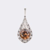 Art-déco Zirkon Anhänger mit Diamanten.