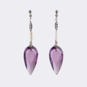 Paar Art-déco Amethyst Ohrhänger.