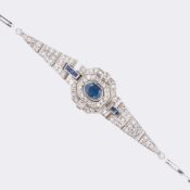 Art-déco Ceylon Saphir Diamant Armband.