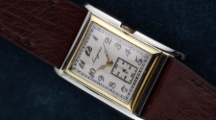 Rare Longines 'Tank' Style Art Deco 18ct Two Colour Gold Circa 1928