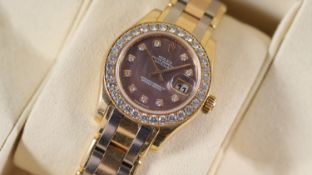 Rolex Lady Datejust Pearlmaster 18ct Yellow Gold Ref 80298 with Box Circa 2010