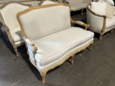 Natural Wood Loveseat with Removeable Seat Cushion