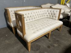 Tuffed Natural Fiber Love Seat with Curved Back