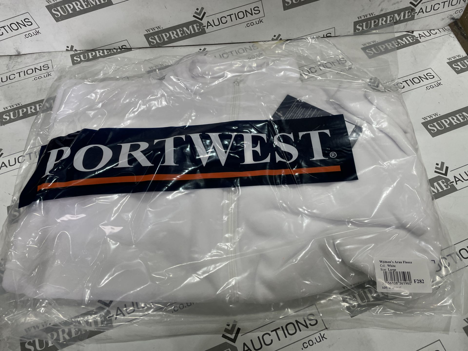 16 X BRAND NEW PORTWEST WHITE PREMIUM FLEECE WORK JACKETS SIZE LARGE (LOC: 21.17-AA1668) - Image 2 of 2