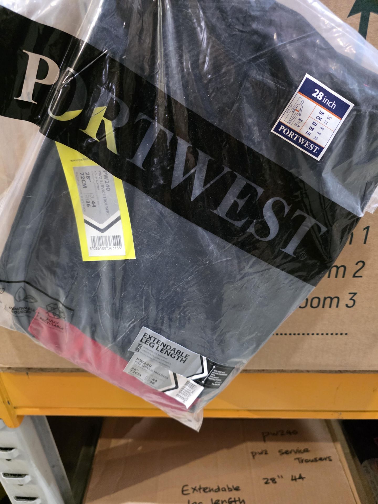 6 X NEW PACKAGED PORTWEST PW240 PW2 SERVICE TROUSERS. 28'' EU 44. . (LOC: 5.4-WW44)
