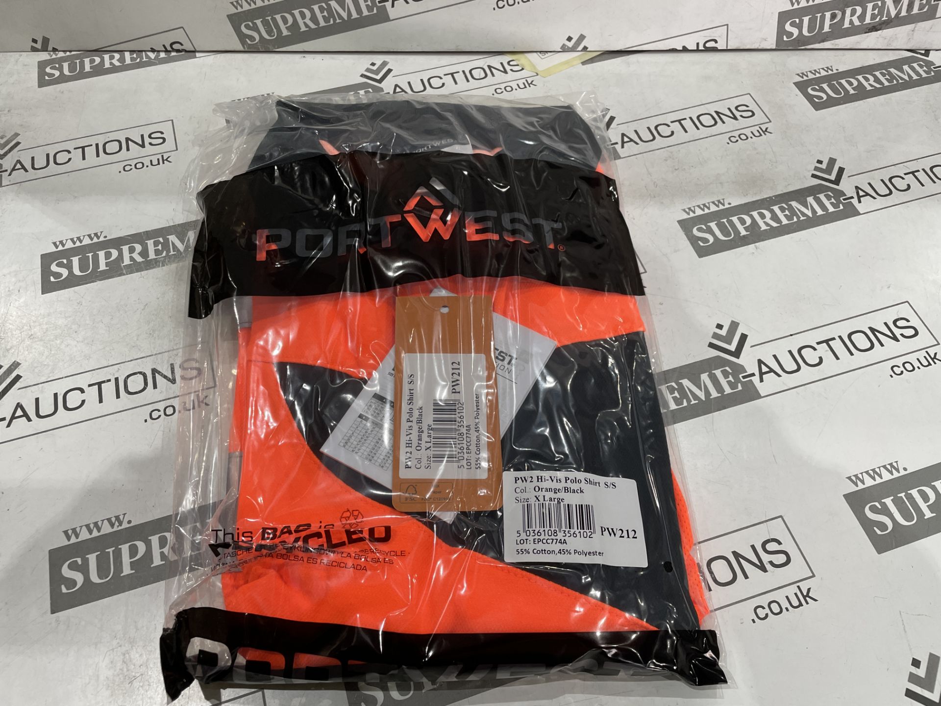 24 X BRAND NEW PORTWEST PW2 ORANGE HI VIS POLO TOPS SIZE XL (LOC: 45.1-AA1665) - Image 2 of 2