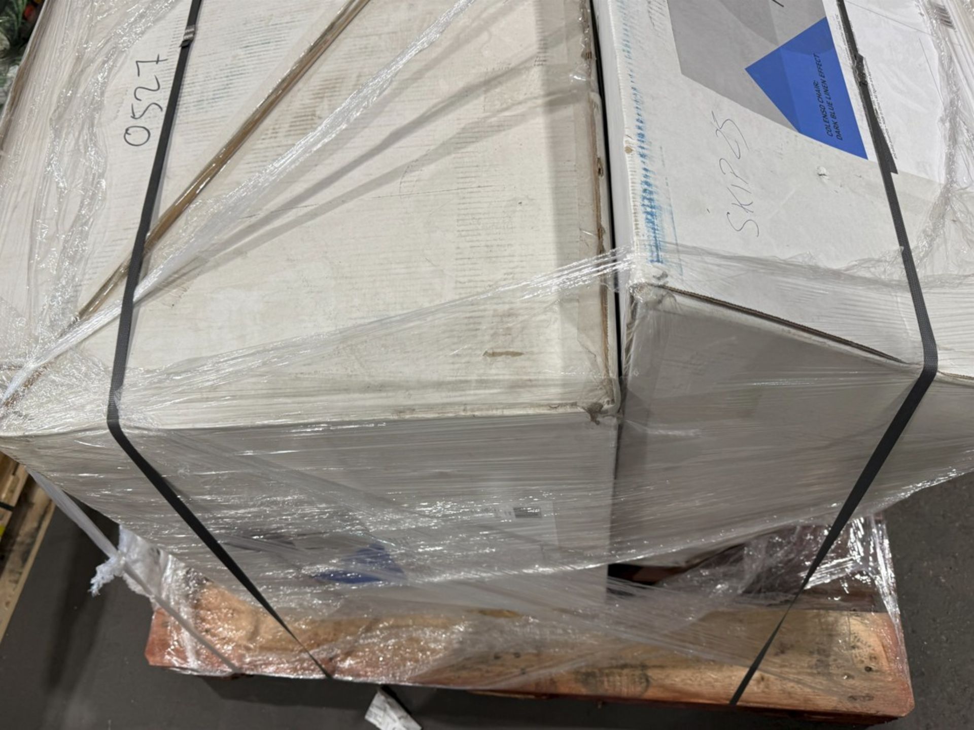 PALLET TO CONTAIN 3 X BRAND NEW COLENSO CHAIR LINEN EFFECT, DARK BLUE, DARK GREY RRP £90 EACH (