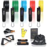 15 X BRAND NEW High Pulse® Resistance Bands Set with 5 Strengths Including Foot Slings, Handles,