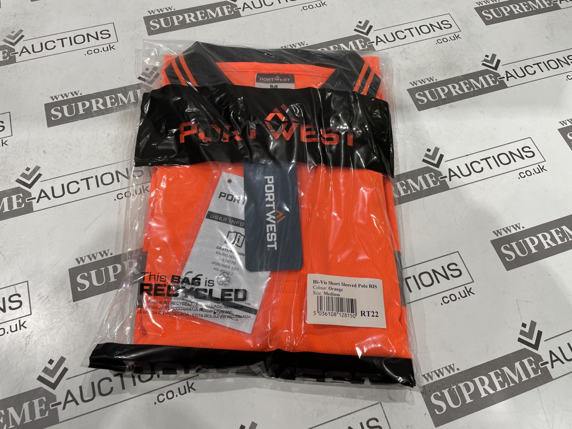 24 X BRAND NEW PORTWEST ORANGE HI VIS SHORT SLEEVED POLO TOPS SIZE LARGE (LOC: 25.12-AA1289) - Image 2 of 2