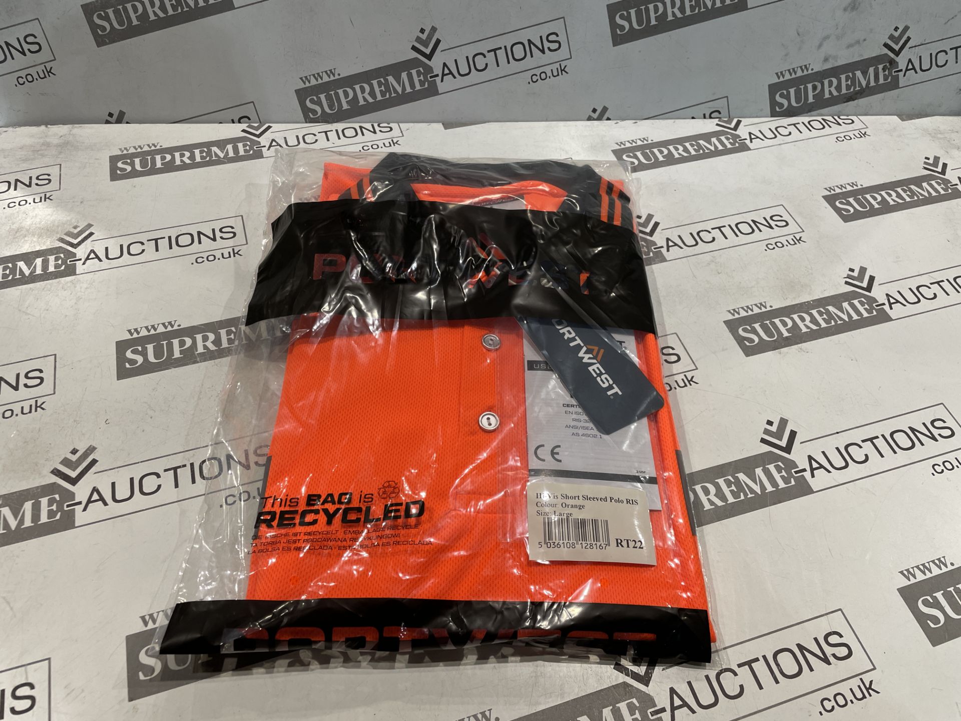 24 X BRAND NEW PORTWEST ORANGE HI VIS SHORT SLEEVED POLO TOPS SIZE MEDIUM (LOC: 36.2-AA1255) - Image 2 of 2